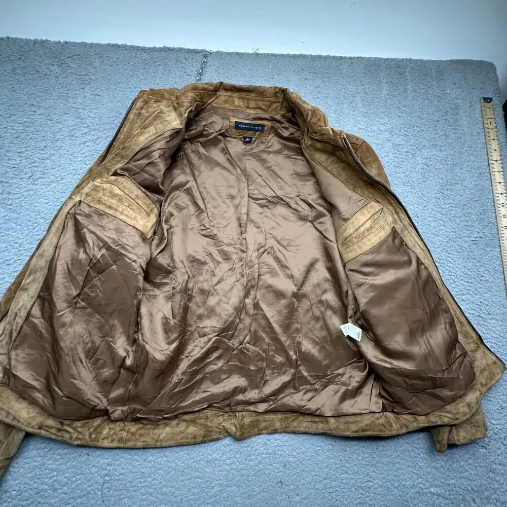 Vintage 2003 Banana Republic Suede Leather Zip Bomber Jacket Mens Small Brown